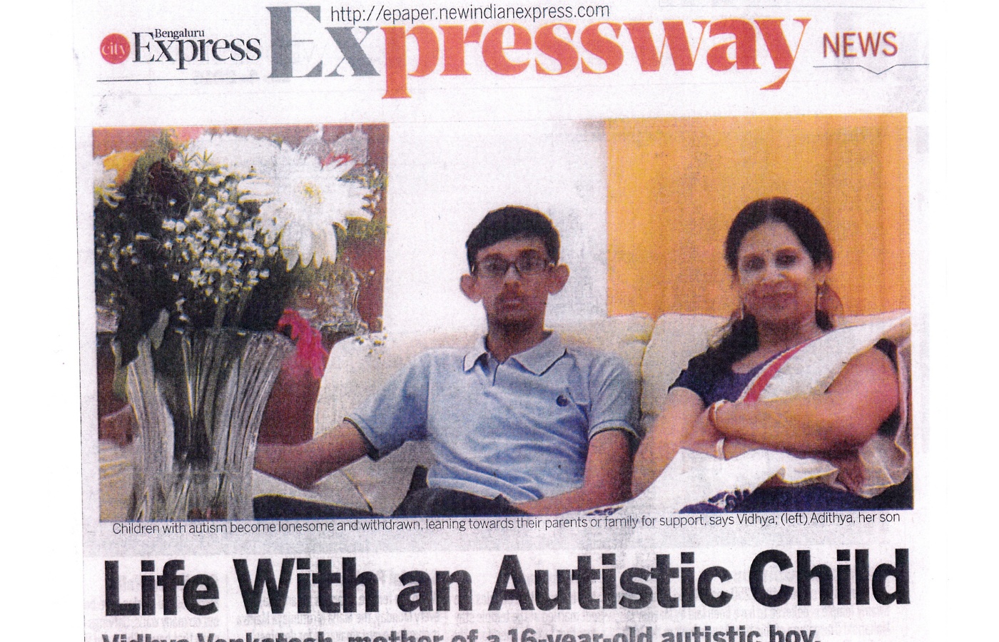 Life with an Autistic Child on 13th Apr 2016 at New Indian Express