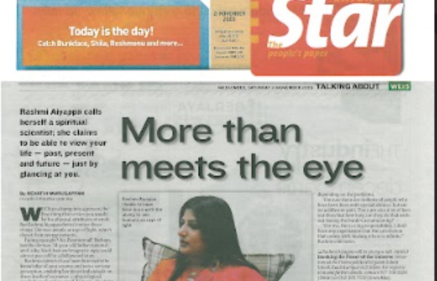 More Than Meets The Eye in The Star Malaysia on 21st Nov 2009